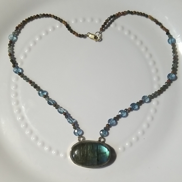 STERLING LABRADORITE NECKLACE - Picture 1 of 5